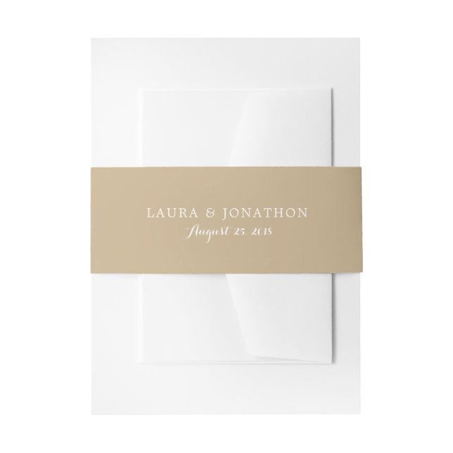 Golden Sand Colour | Wedding Invitation Belly Band (Front Example)