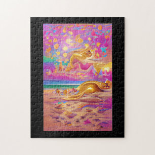 Golden sands pin horizon abstract digital art jigsaw puzzle