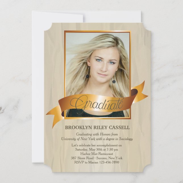 Golden Sash Faire-part de la photo / Invitation (Devant)