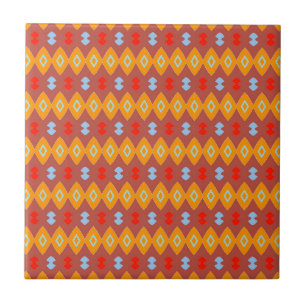 Golden Savanna African Orange & Ivory Geometric Tile