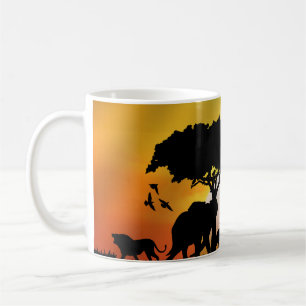 Golden Savanna Safari Sunset Wildlife Scene Coffee Mug