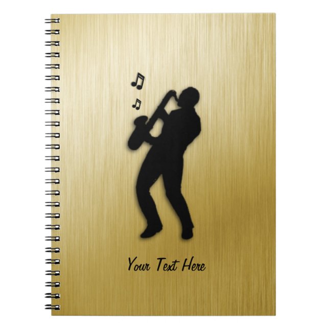 Golden Saxophone Player w Name Notebook (Front)