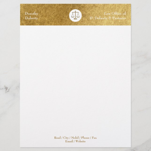 Golden Scales of Justice LAW OFFICe Letterhead (Front)