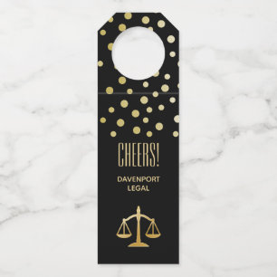 Golden Scales of Justice Law Theme Design Bottle Tag