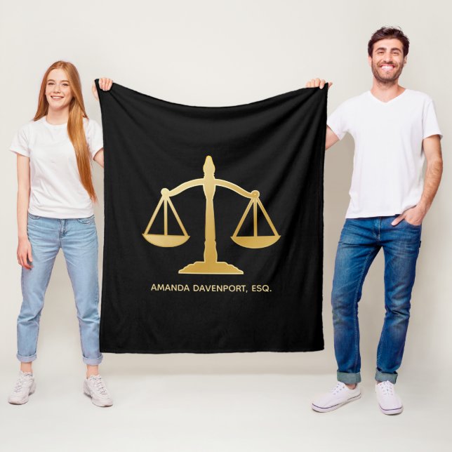 Golden Scales of Justice Law Theme Design Fleece Blanket (In Situ)