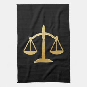 Golden Scales of Justice Law Theme Design Kitchen Towel