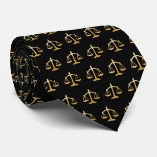 Golden Scales of Justice Law Theme Design Pattern Tie