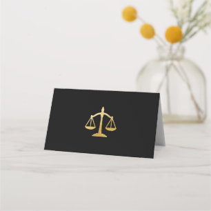 Golden Scales of Justice Law Theme Design Place Card