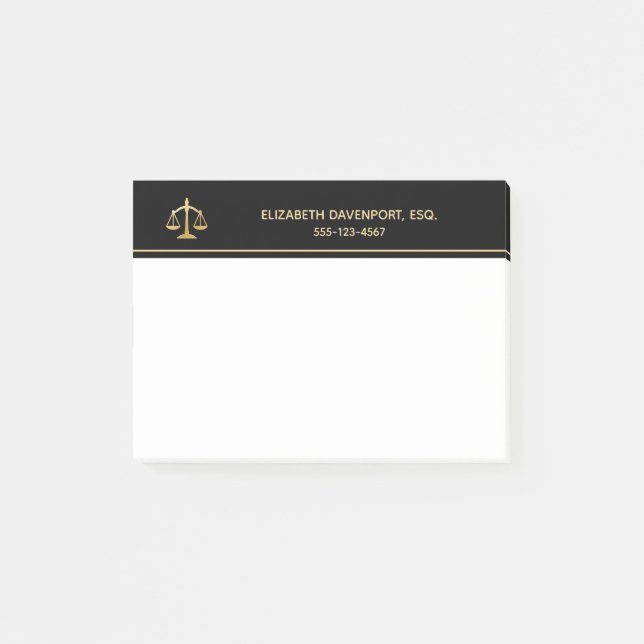 Golden Scales of Justice Law Theme Design Post-it Notes (Front)