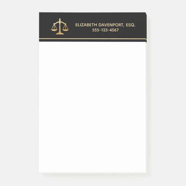 Golden Scales of Justice Law Theme Design Post-it  Notes (Front)