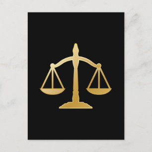 Golden Scales of Justice Law Theme Design Postcard