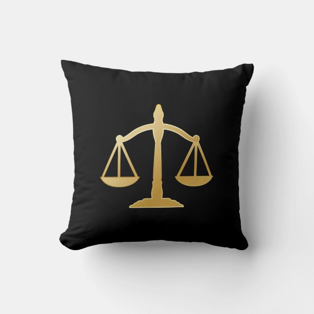 Golden Scales of Justice Law Theme Design Throw Pillow (Front)