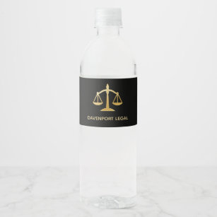  Golden Scales of Justice Law Theme Design Water Bottle Label