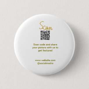 Golden Scan QR code glitter simple elegant calligr 2 Inch Round Button