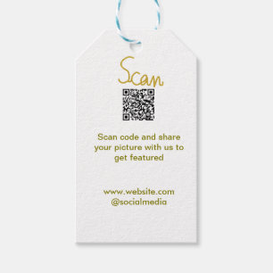 Golden Scan QR code glitter simple elegant calligr Gift Tags