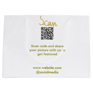 Golden Scan QR code glitter simple elegant calligr Large Gift Bag