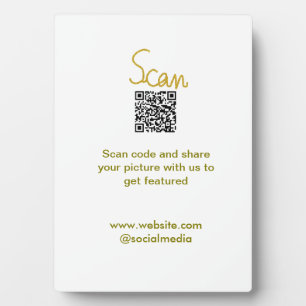 Golden Scan QR code glitter simple elegant calligr Plaque