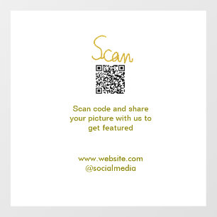 Golden Scan QR code glitter simple elegant calligr Window Cling