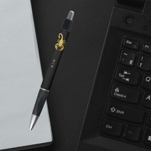 Golden - Scorpio Zodiac -monogrammed black Pen