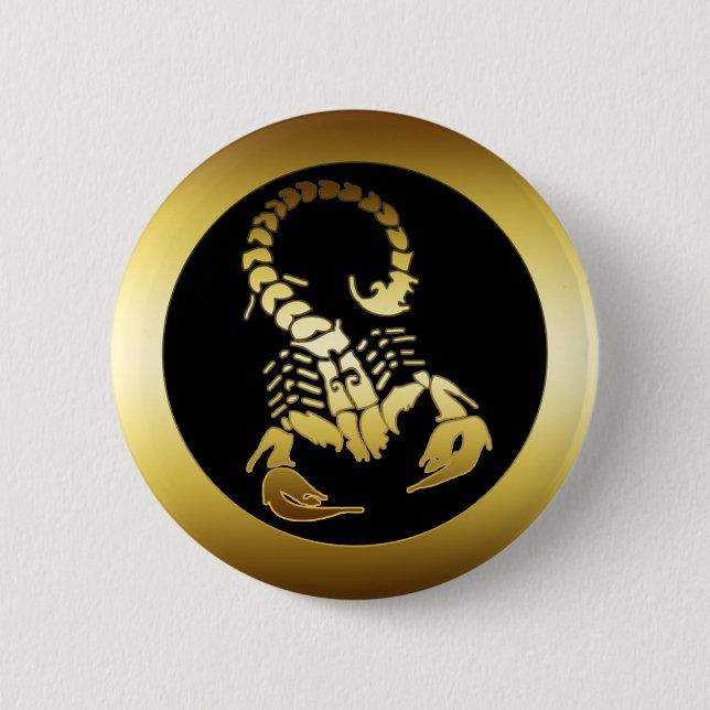 GOLDEN SCORPION 2 INCH ROUND BUTTON (Front)