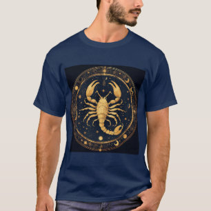 Golden Scorpion Artwork with Astrological Symbols T-Shirt