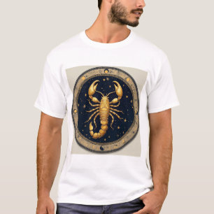 Golden Scorpion Within Zodiac Themed Circle T-Shirt