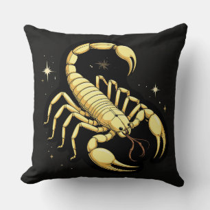 Golden Scorpion Zodiac Design with Ornamens Throw Pillow