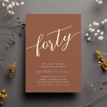 Golden Script 40th Birthday Party<br><div class="desc">Celebrate her milestone birthday with these chic 40th birthday party invitations featuring "forty" in modern gold foil hand sketched script lettering. Personalize with your party details beneath. A unforgettable,  luxe choice for fabulous 40th birthday celebrations.</div>