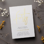 Golden Script 40th Birthday Party<br><div class="desc">Celebrate her milestone birthday with these chic 40th birthday party invitations featuring "forty" in modern gold foil hand sketched script lettering. Personalize with your party details beneath. A unforgettable,  luxe choice for fabulous 40th birthday celebrations.</div>