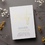 Golden Script 90th Birthday Party<br><div class="desc">Celebrate her milestone birthday with these chic 90th birthday party invitations featuring "ninety" in modern gold foil hand sketched script lettering. Personalize with your party details beneath. A unforgettable,  luxe choice for fabulous 90th birthday celebrations.</div>
