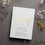 Golden Script 90th Birthday Party<br><div class="desc">Celebrate her milestone birthday with these chic 90th birthday party invitations featuring "ninety" in modern gold foil hand sketched script lettering. Personalize with your party details beneath. A unforgettable,  luxe choice for fabulous 90th birthday celebrations.</div>