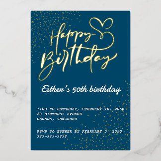 Golden Script Anniversaire Foil Invitation