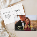 Golden Script | Elegant Modern Photo Save the Date Foil Invitation Postcard<br><div class="desc">This elegant, shimmering wedding save the date postcard features an overlay of modern, gold foil script typography as an overlay for your favourite personal photo. There is more room for a short message on the back, so you can include more details about your wedding or a personal message to your...</div>