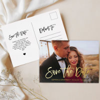 Golden Script | Elegant Modern Photo Save the Date