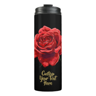 Golden Script Rose Insulated Floral Thermal Tumbler