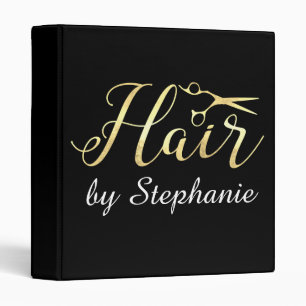 Golden Script Scissors Hairstylist Hair Salon Binder