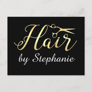 Golden Script Scissors Hairstylist Hair Salon Postcard