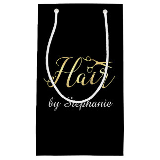 Golden Script Scissors Hairstylist Hair Salon Small Gift Bag