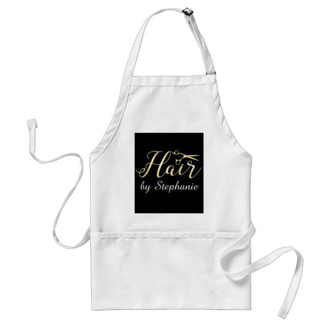 Golden Script Scissors Hairstylist Hair Salon Standard Apron (Front)