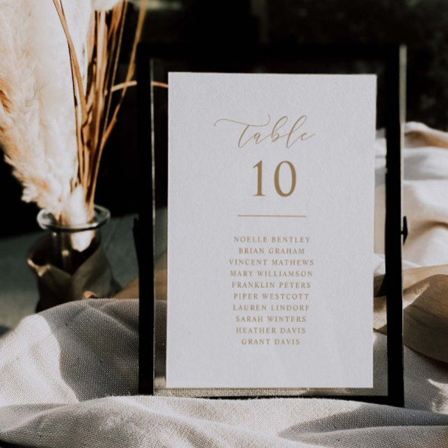 Golden Script Table Number Reception Seating Sign (Creator Uploaded)
