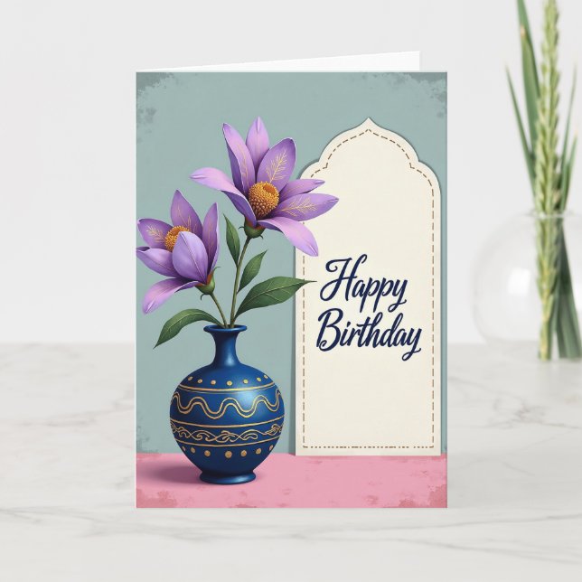 Golden Scroll Birthday Card (Front)