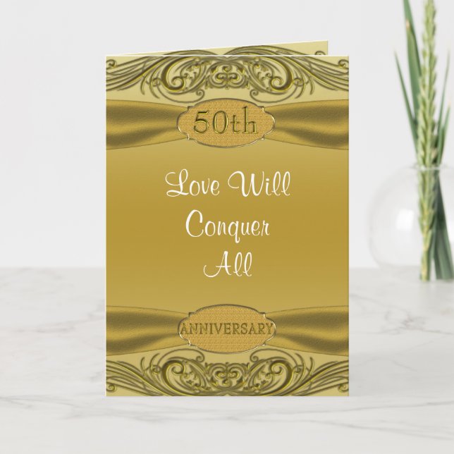 Golden Scrolls 50th Wedding Anniversary Card (Front)