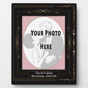 Golden Scrolls on Black w/ Pink Mat - Personalized Plaque