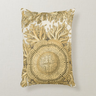 Golden Sea Creatures Decorative Pillow