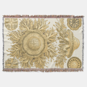 Golden Sea Creatures Throw Blanket