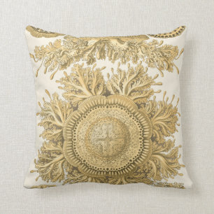 Golden Sea Creatures Throw Pillow