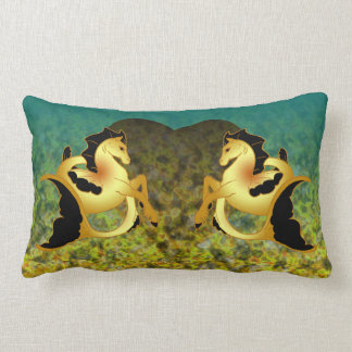Golden Sea Horse Lumbar Pillow
