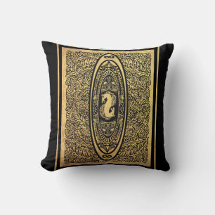 Golden Seahorse Mandala – Ornate Infinity Design Throw Pillow