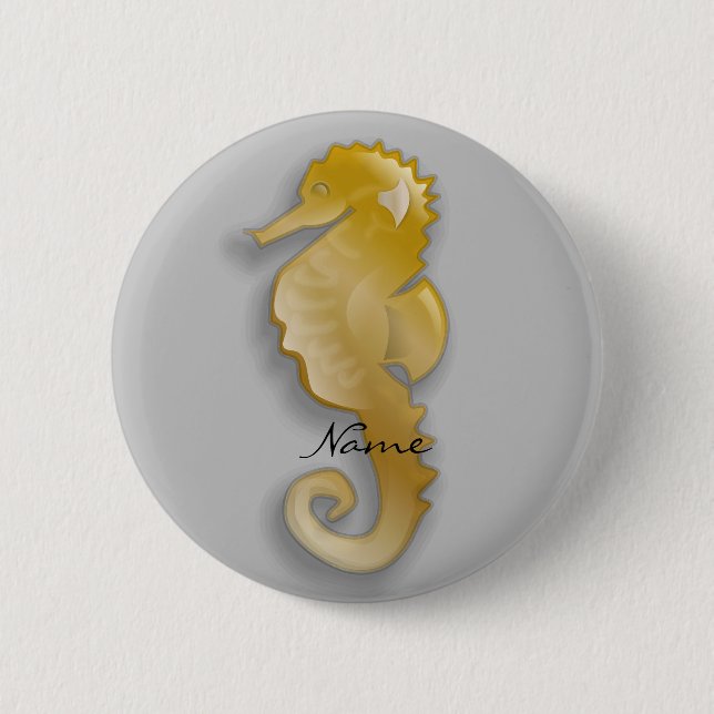 Golden Seahorse Thunder_Cove 2 Inch Round Button (Front)