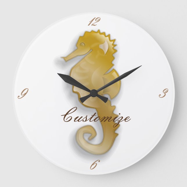 Golden Seahorse Thunder_Cove Large Clock (Front)